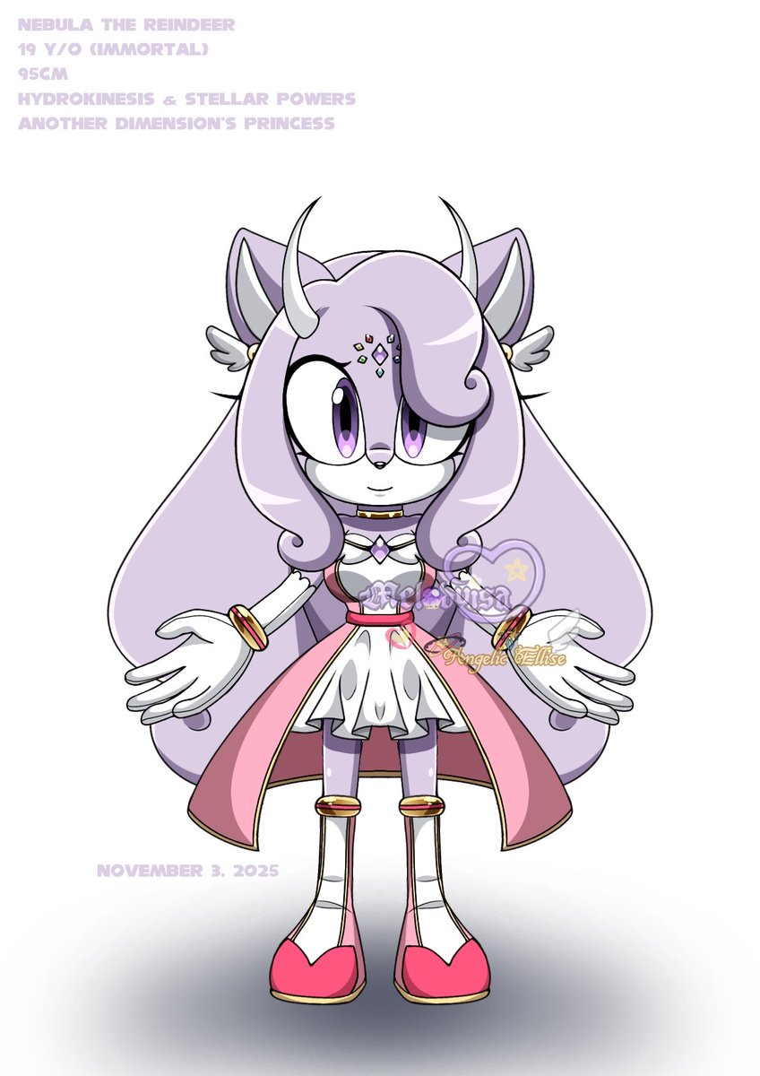 Meet Nebula the Reindeer! She has hydrokinesis &amp; stellar powers, and is a princess of another dimension. I may or may not change some things in her 👀
I will keep Star but as an #OC instead of persona as it was before

#mobian #sonicoc