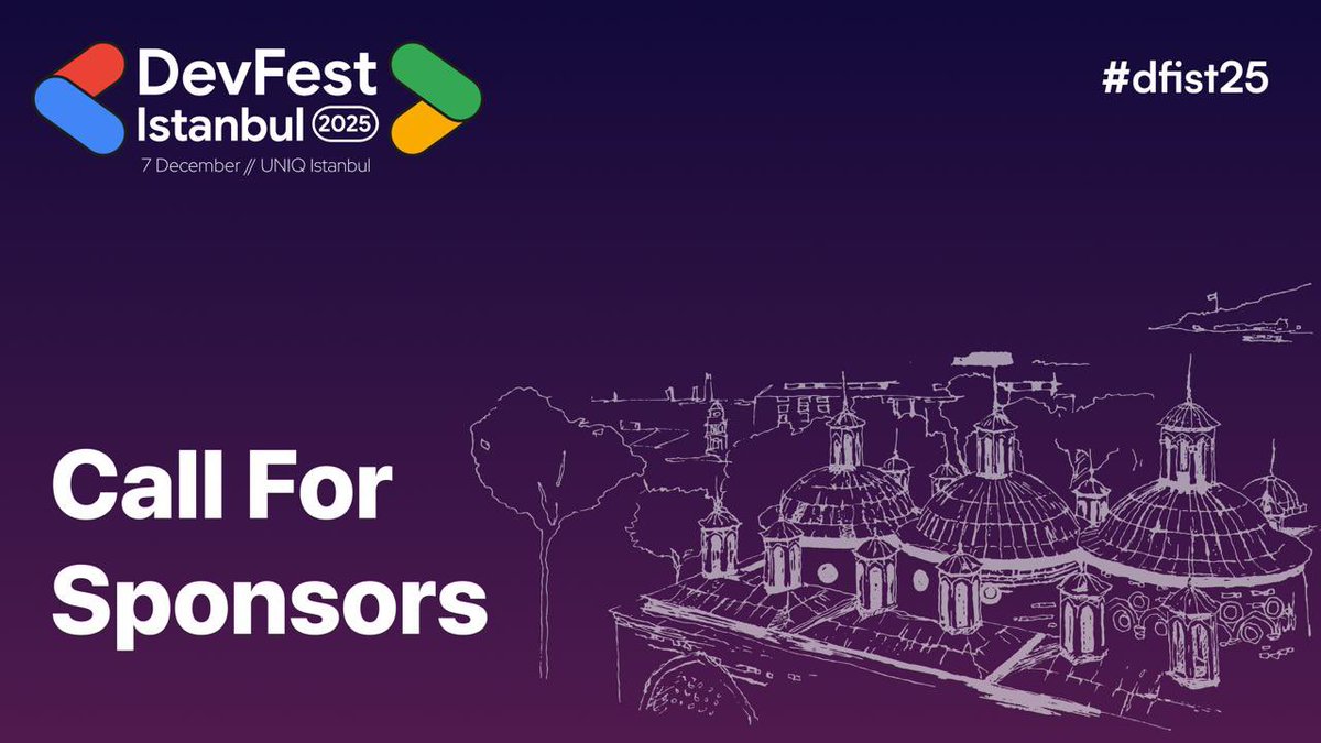 GDGIstanbul's tweet photo. 🚀Be Part of the Future at DevFest Istanbul 2025! 🚀

Are you ready to connect with thousands of developers, innovators, and tech enthusiasts  all in one place? 🌍
 DevFest Istanbul 2025, the region’s biggest developer event, is calling for sponsors who want to make an impact in the world of technology and innovation.

By becoming a sponsor, your brand will: ✨ Reach a highly engaged community of tech professionals 🤝 Build strong connections with developers, startups, and industry leaders 🌟 Showcase your products and services to thousands of attendees
This is more than just visibility  it’s your chance to inspire, connect, and lead the future of tech.

📅 DevFest Istanbul 2025 — December 7, 2025 | UNIQ Istanbul 📩 Ready to join? Apply now at: https://t.co/i9D0JCCoPM

#CallForSponsors  #dfist25