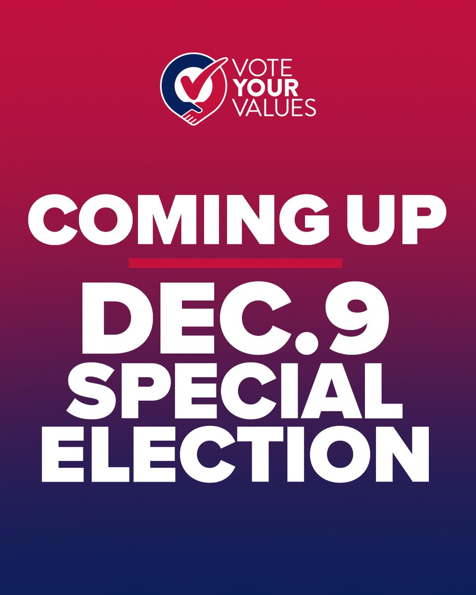 The voter registration deadline for the Tuesday, Dec. 9, special election is Friday, Nov. 14.

Absentee ballots must be requested by Monday, Nov. 24.

Get ready: bit.ly/3YzdEit