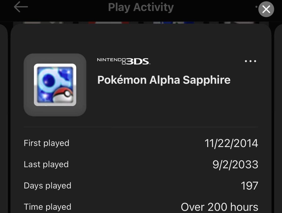 Ngl seeing your Nintendo 3DS playtime on mobile is kinda sick