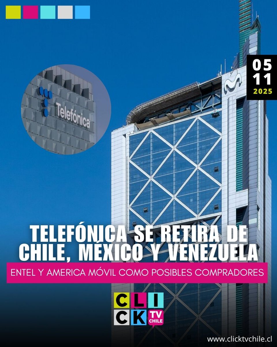 📢 Telefónica se retira de Chile, México y Venezuela: Entel y América Móvil como posibles compradores.

 La multinacional española Telefónica anunció su retiro de Chile, México y Venezuela como parte de su nuevo plan estratégico 2026–2029.