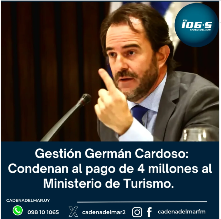_Maxi_Arcieri's tweet photo. Una empresa de publicidad ganó un juicio al Ministerio de Turismo (gestión del renunciado colorado @CardosoGerman ), que deberá pagar más de 4 millones. La vencedora en la disputa legal, Young & Rubicam, informó oportunamente en el marco de la Comisión Investigadora del Parlamento, que desde el entorno del ex Ministro, habían exhibido "chats editados".

El Tribunal de Apelaciones en lo Civil de 4° Turno confirmó la condena al Estado por una deuda vinculada a una campaña publicitaria.

La sentencia, relativa a la gestión del renunciado ex Ministro colorado Germán Cardoso Ferreira, ordena el pago de $4.298.976 -más sus reajustes e intereses-, a una empresa de publicidad por una campaña realizada y nunca abonada, según informaron los colegas de El País y confirmó Cadena del Mar.

El fallo, firmado por los Ministros del Tribunal de Apelaciones, Dra. Mónica Besio, Dr. Guzmán López y Dr. Álvaro França, ratifica que el Estado no cumplió con el pago correspondiente a una serie de piezas publicitarias orientadas a promover el turismo interno durante la pandemia, contratadas por la administración del entonces titular de la Cartera, Germán Cardoso.

La sentencia subraya que “los particulares que contratan con el Estado presumen que este actuará conforme a derecho” y no deben ser quienes verifiquen si la administración cumplió con los pasos formales previos.

La empresa demandante, dedicada a la colocación de cartelería en la vía pública, había trabajado con el Ministerio desde el año 2004, gestionando campañas a través de la agencia Young & Rubicam, que centralizaba la coordinación publicitaria desde el 2016.

En el 2023, ante la falta de pago de las campañas de Semana de Turismo y vacaciones de julio de 2021, la compañía inició la demanda.

El Tribunal de Cuentas había observado el gasto y Cardoso lo  reiteró. Los jueces concluyeron que existía una relación contractual de hecho entre las partes y que la empresa actuó de buena fe, guiada por comunicaciones de la agencia en las que se confirmaba la “luz verde” del Ministerio para ejecutar la campaña.

@cadenadelmar2