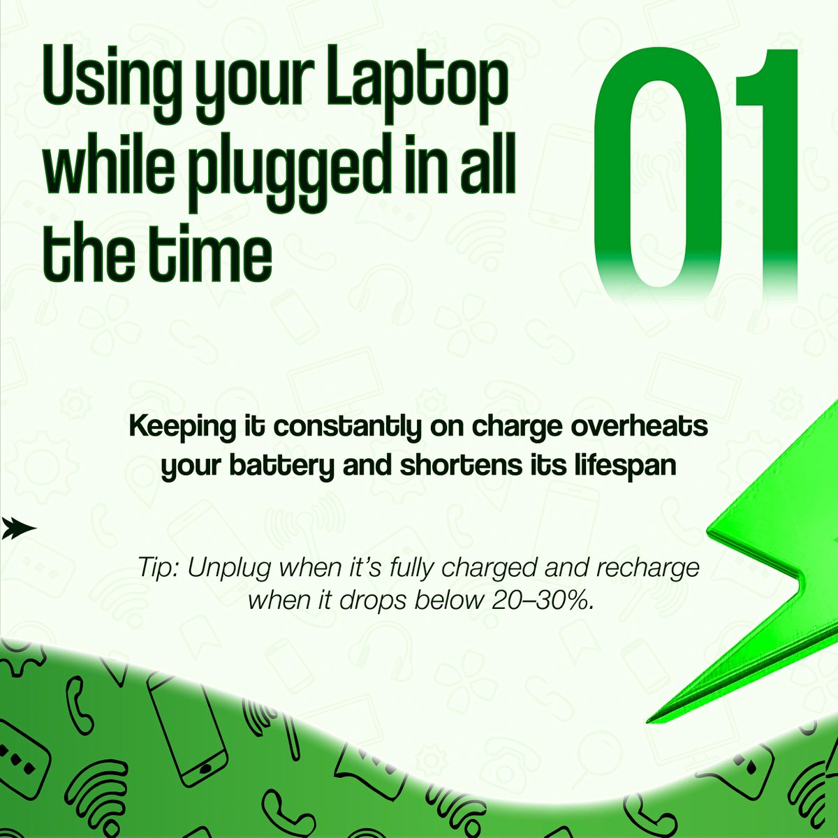 lapikwik's tweet photo. Your laptop battery deserves better.
These common mistakes might be draining it faster than your workload. ⚠️💻
Save this post &amp; share with a friend!

Need a laptop with long-lasting, durable battery life? Visit our website to shop the best options today! https://t.co/KL5HRsB0pp