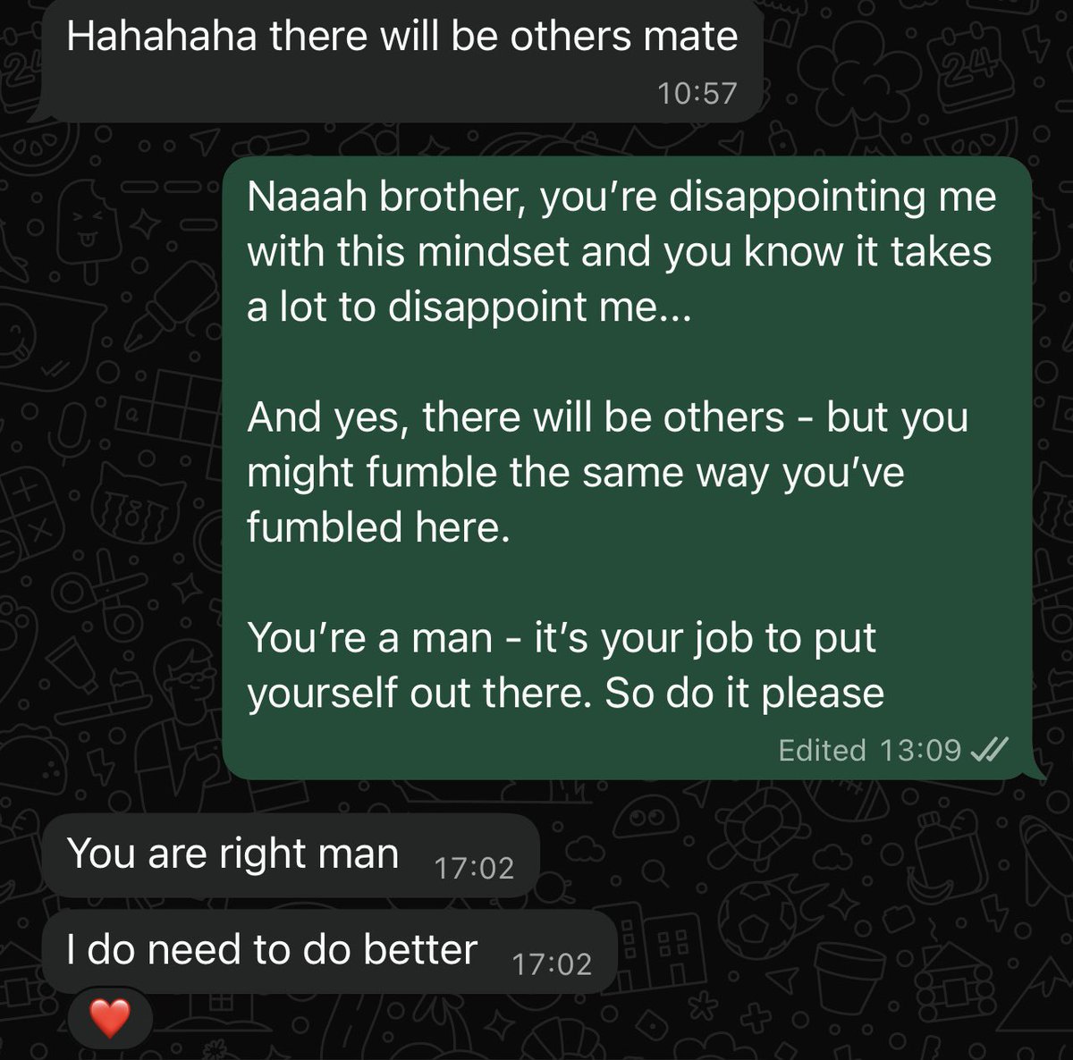 Oh, he replied and I still have a friend.
Nice 🫡