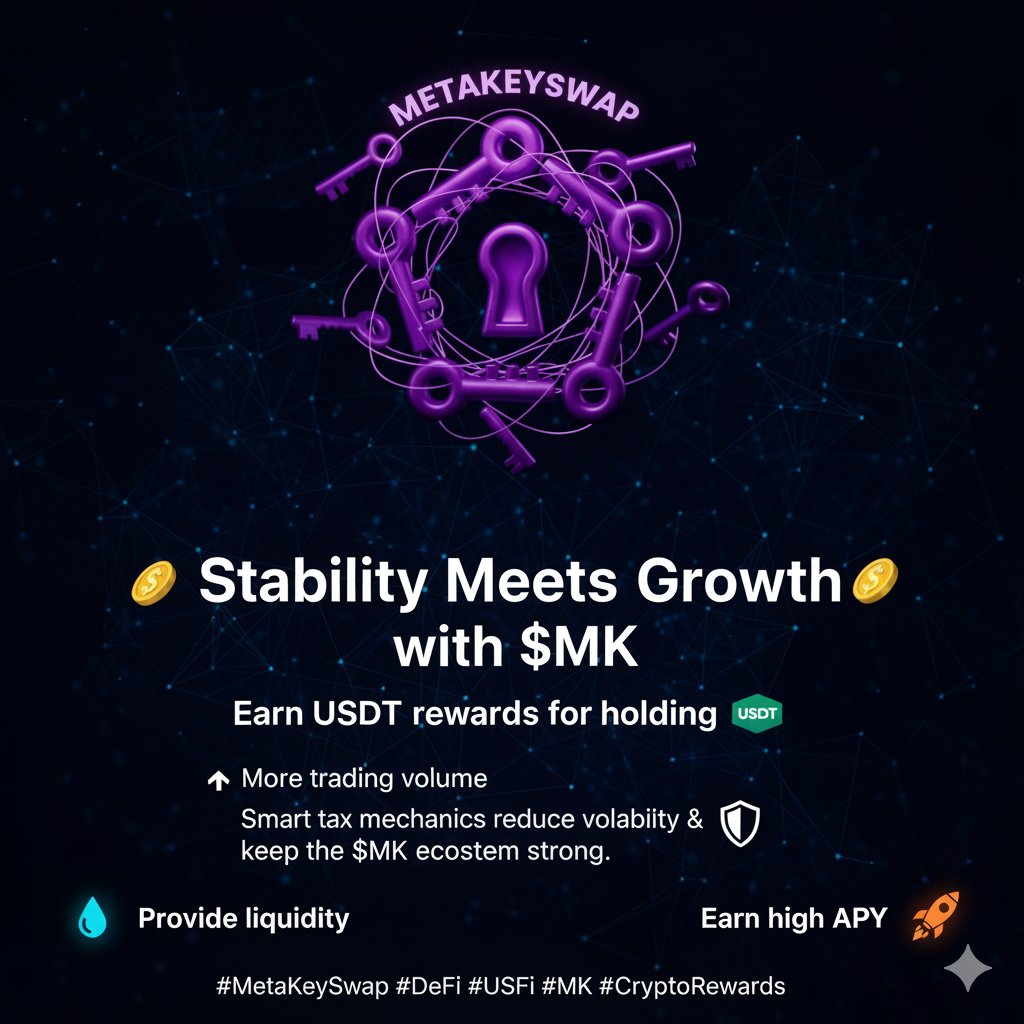 0x_donxclusive's tweet photo. Earn Stability, Hold $MK
πΉ USDT Rewards: Enjoy steady income from stable-asset rewards
πΉ Continuous Incentives: More trading = more USDT for loyal $MK holders.
πΉ Token Stability: Smart tax design keeps prices balanced & sustainable.
#MetaKeySwap #DeFi #PassiveIncome #USDT https://t.co/MQZjCETSZ0