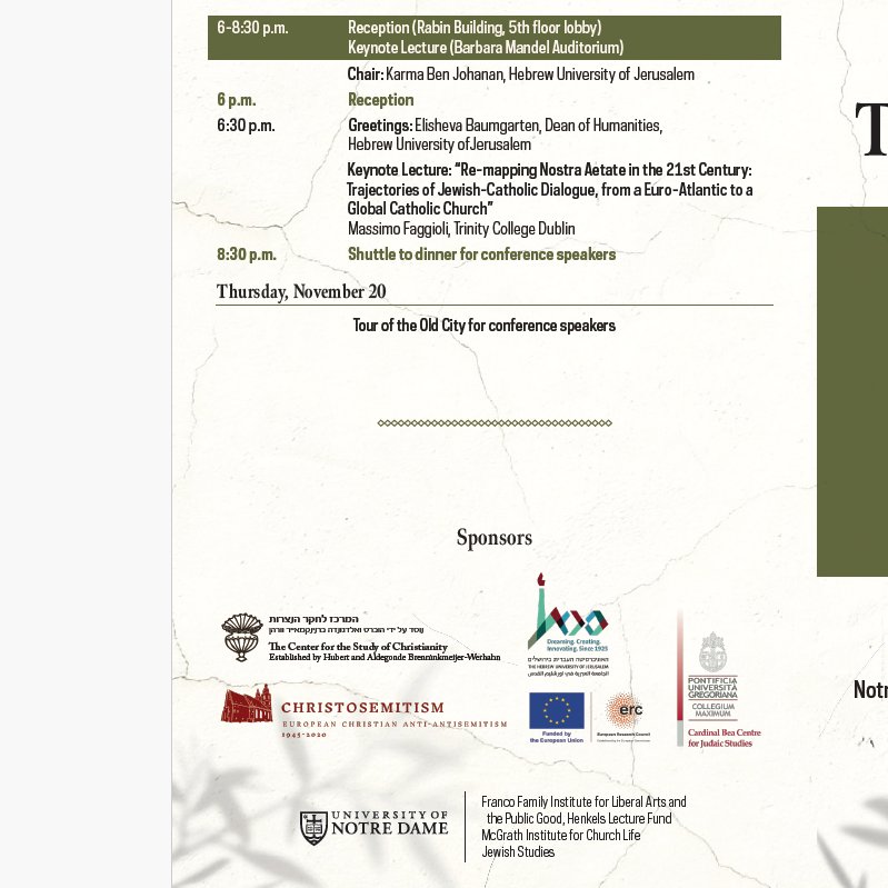 CMaligot's tweet photo. In a couple of weeks in Jerusalem and Tantur, November 18-20, 2025. 
Conference "Nostra Aetate in Their Age and in Ours", organized as a follow-up of the 60th anniversary of the Council Declaration. https://t.co/kV7lU04tQ0