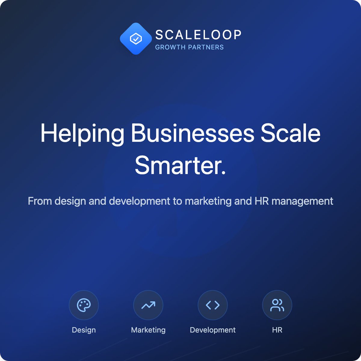 ScaleLoop's tweet image. At Scaleloop, we help businesses of all sizes scale smarter from design and development to marketing and HR management. Your growth journey starts with the right team, the right strategy, and the right loop.#Scaleloop #BusinessGrowth #DigitalSolutions #GlobalTalent