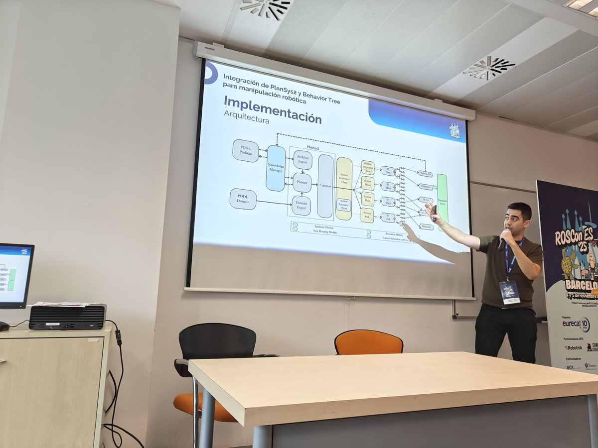 Fmrico's tweet image. Very proud to see an outstanding talk at #ROSConES2025 based on my project #PlanSys2 😍
