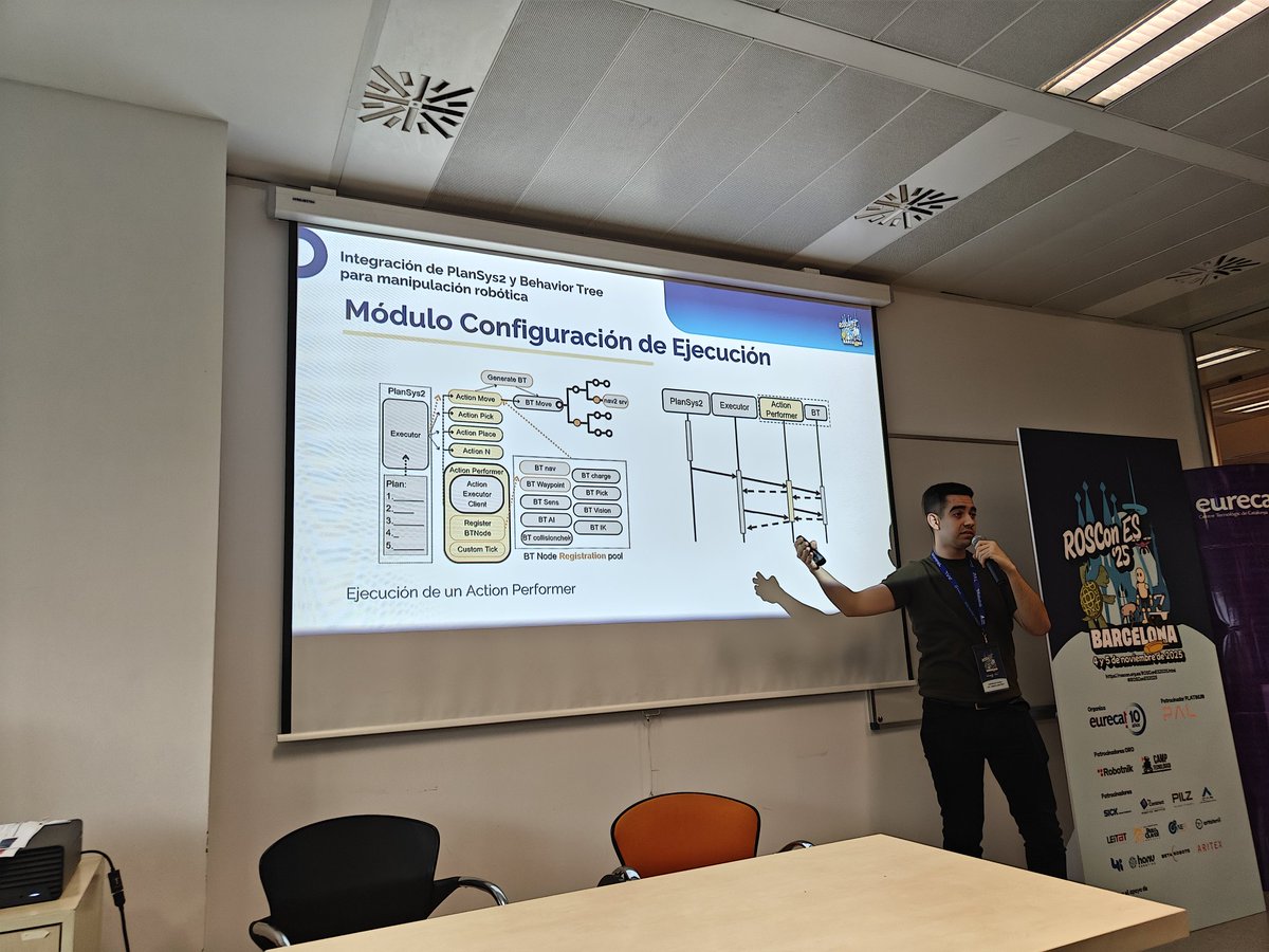 Fmrico's tweet image. Very proud to see an outstanding talk at #ROSConES2025 based on my project #PlanSys2 😍