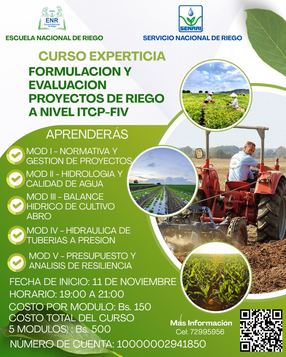 senaribolivia's tweet photo. inscríbete, al curso experticia en Formulacion y Evaluacion de Proyectos de riego a nivel ITCP https://t.co/PfgOZiOnYx
