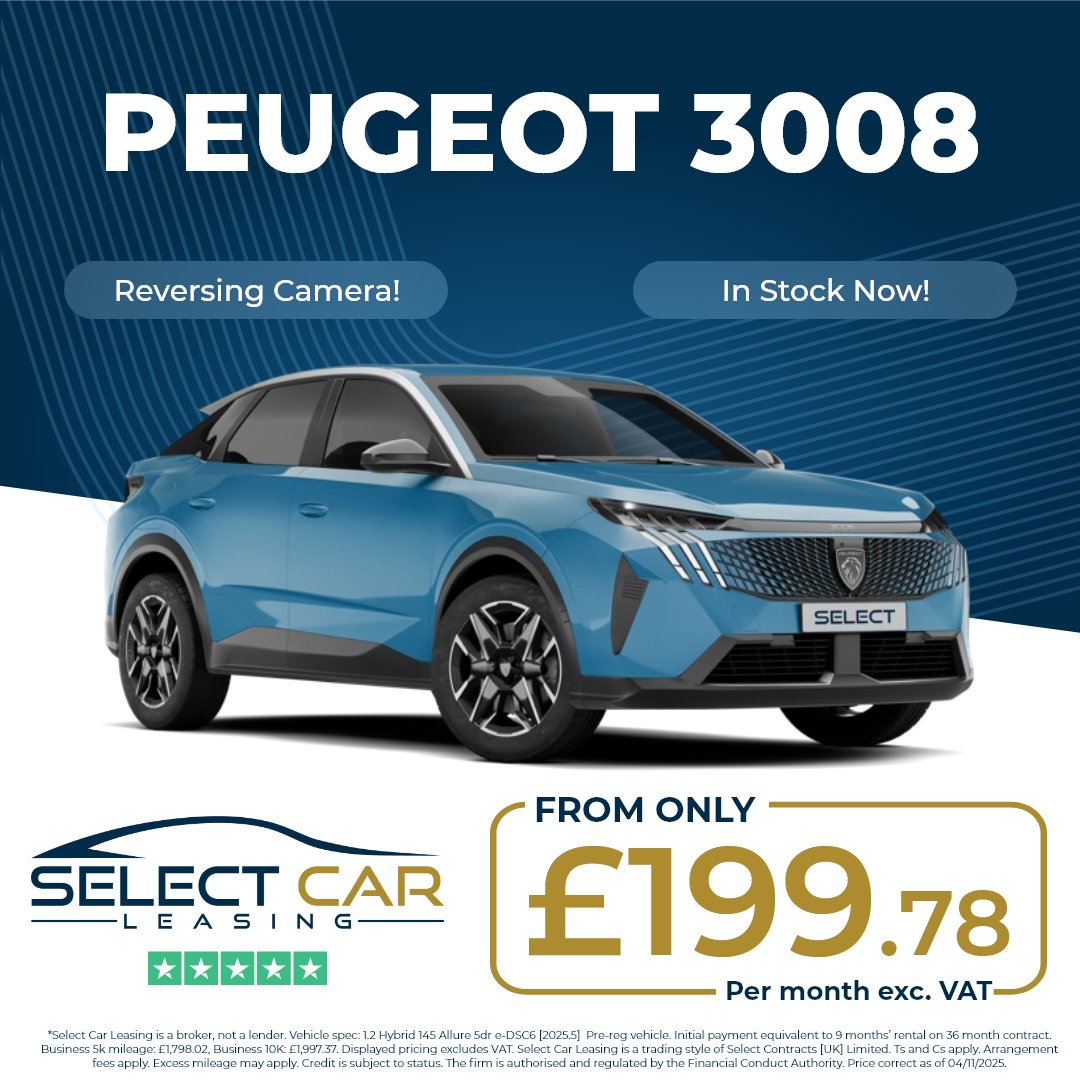 SelectCLBurySE's tweet image. In stock now, Peugeot’s eye-catching mid-size SUV offers a comfortable interior with practical design from £199.78 a month*
Click the link to find out more → eu1.hubs.ly/H0pnYG70
*Price correct as of posting