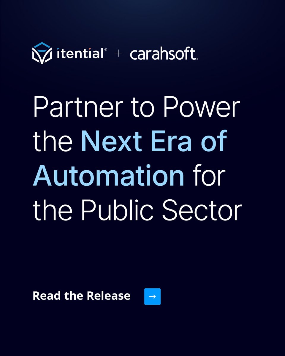 We're proud to announce that Itential + <a href="/Carahsoft/">Carahsoft</a> are partnering to deliver hybrid cloud automation &amp; orchestration to the Public Sector, enabling faster, more secure, and compliant modernization.

Read the full announcement → bit.ly/4oTzo2n

#FederalIT