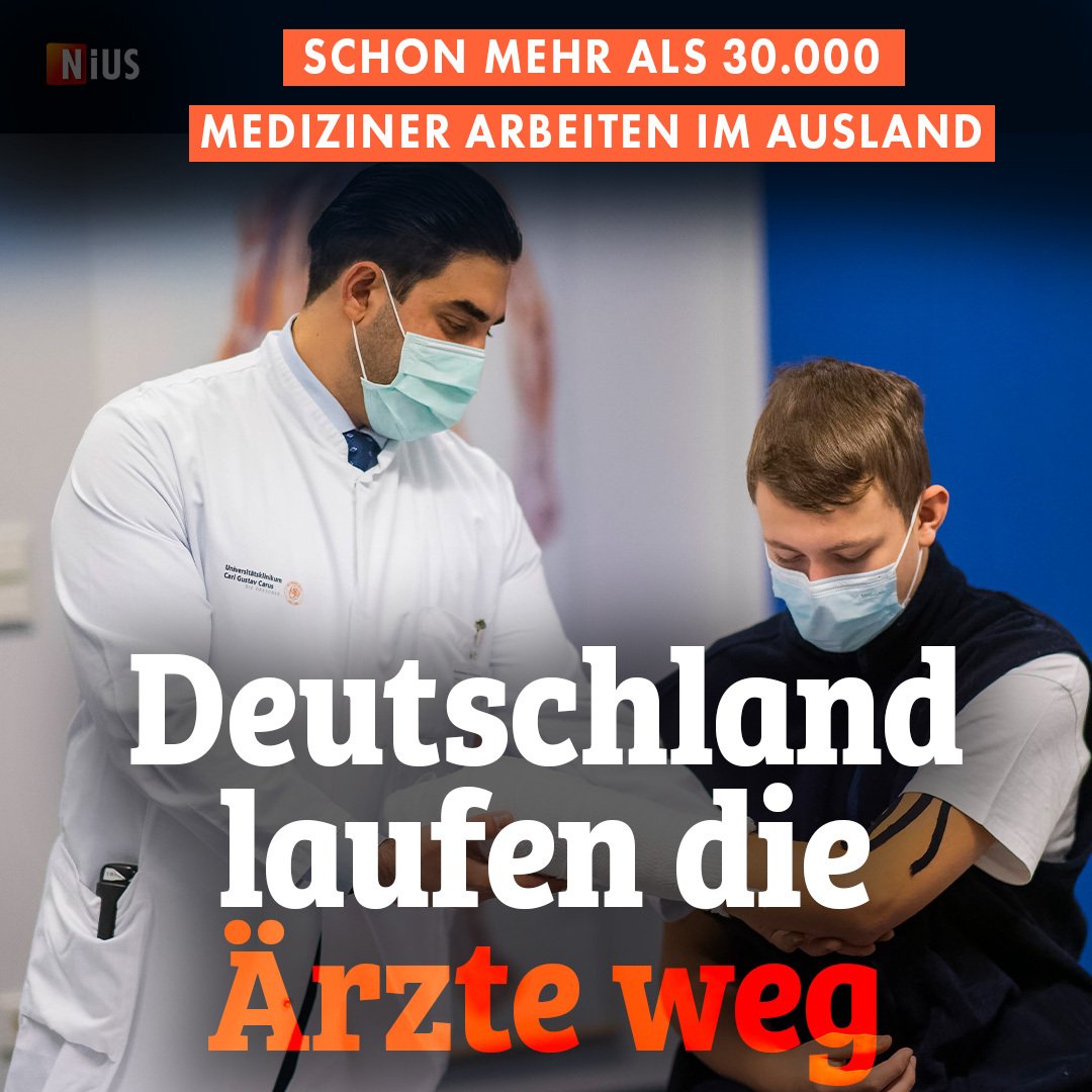 niusde_'s tweet image. Deutschland ist nach Indien das Land mit der zweithöchsten Abwanderung von Ärztinnen und Ärzten weltweit. nius.de/wirtschaft/new…
