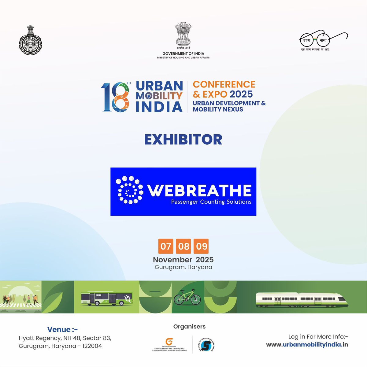 UMIConfExpo's tweet image. Pioneering smarter mobility through innovation!
Proud to have Webreathe Intelligence Asia Private Limited as an exhibitor at the 18th Urban Mobility India Conference &amp;amp; Expo 2025.
📍 Gurugram | 🗓️ 7–9 Nov 2025
#UMI2025 #UrbanMobilityIndia #SmartTransport #InnovationInMotion…