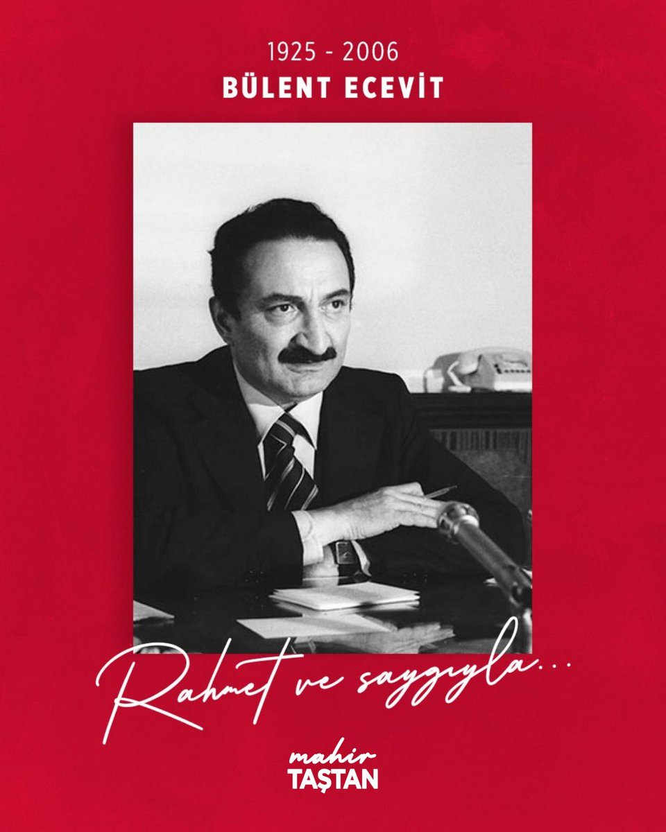 _MahirTastan's tweet photo. Siyasi tarihimize adını 'Karaoğlan' olarak yazdıran, emek mücadelesiyle yolumuzu aydınlatan 3. Genel Başkanımız Bülent Ecevit'i vefatının yıl dönümünde rahmet ve saygıyla anıyorum.

Ruhu şad olsun. #BülentEcevit #Karaoğlan https://t.co/Lf3lcIOG5y