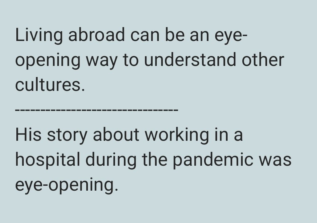 Herminio_EOI's tweet image. ✔️ Eye-opening

》Something that is eye-opening makes you realize or learn something new and surprising, often changing the way you think about it.

▪︎ Visiting a poor village up in the mountains was an eye-opening experience for my children.

#LearnEnglish #English #vocabulary