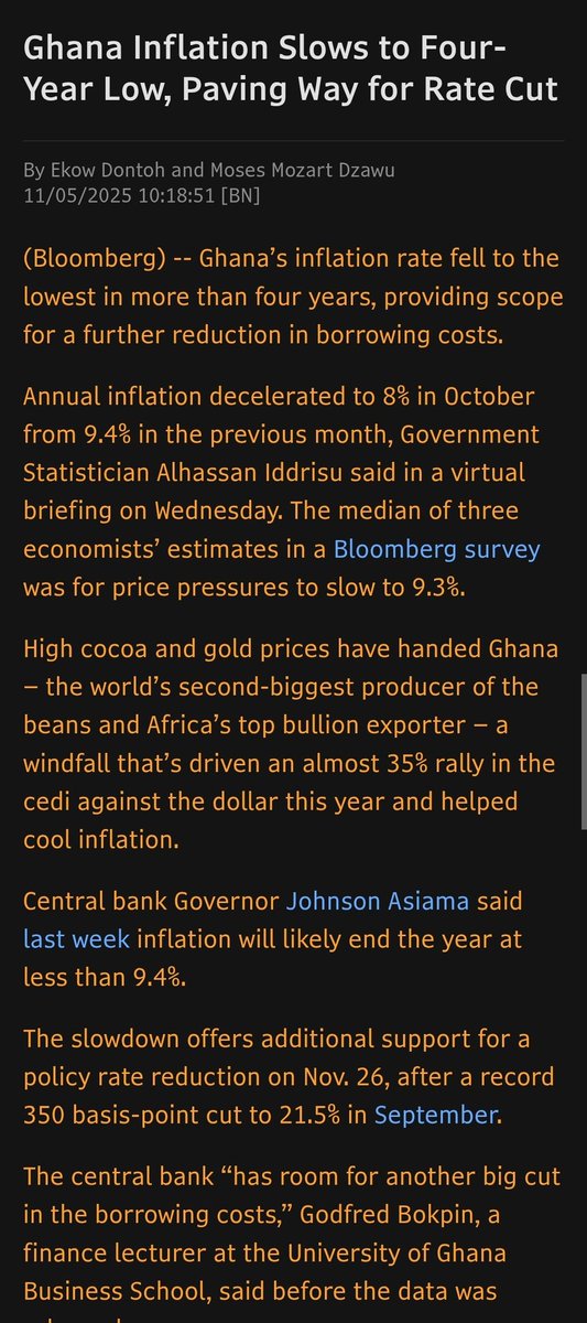 🇬🇭 Inflation cools to 8% from 9.4% 

<a href="/business/">Bloomberg</a>