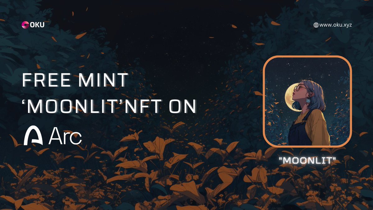 OKUXYZ's tweet image. Free Mint 'Moonlit' NFT On Arc Testnet

🔗 Moonlit: oku.xyz/moonlit

RT &amp;amp; Paste Your Wallet Address Below ⬇️🎁