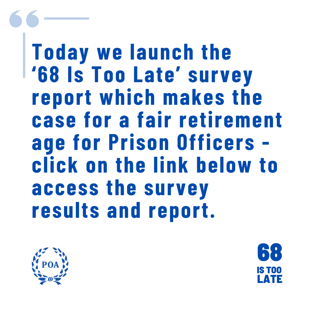 POAUnion's tweet photo. 68 is too late - The case for a fair retirement age of prison officers
https://t.co/CVL5tP5dKp
Read the survey and report here: https://t.co/tIqJ4vefKZ