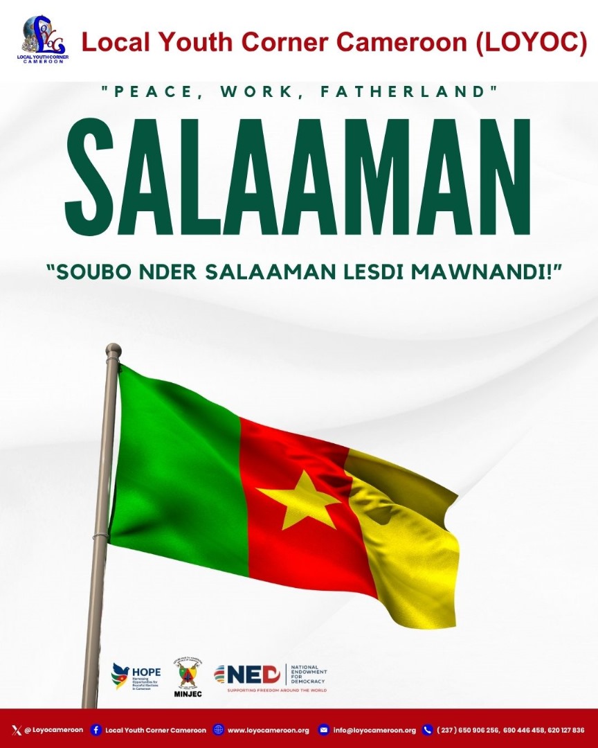 La paix est un trésor qu'il faut préserver .

<a href="/loyocameroon/">LOYOC Cameroon</a>
<a href="/achaleke1/">Achaleke Christian Leke</a>
<a href="/AfriYAN_Camer/">AfriYAN Cameroon</a>
#NationalEndowmentforDemocracy 
#Elections101Cameroon #elections #CommunityLeaders #Peacebuilding #VoterEngagement #Grassroots #CivicParticipation