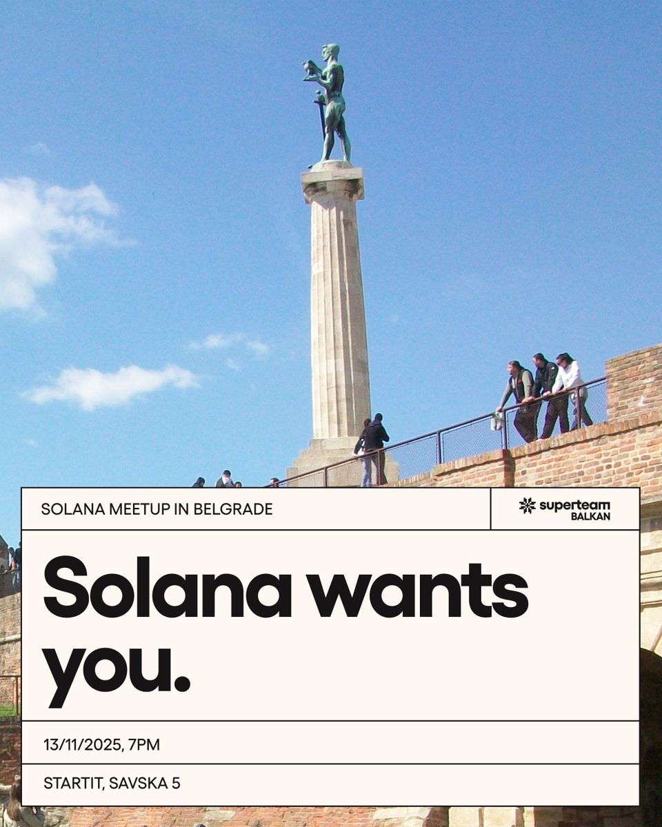 Hey you ! 🫵
Yes yes, you.

Interested in Web3? Or just curious about what’s happening on Solana lately? 👀

You’re in luck, because <a href="/SuperteamBLKN/">Superteam Balkan</a> is bringing another Solana Mixer to Belgrade! 🇷🇸

Come hang out with builders and creators, discover new opportunities, and connect