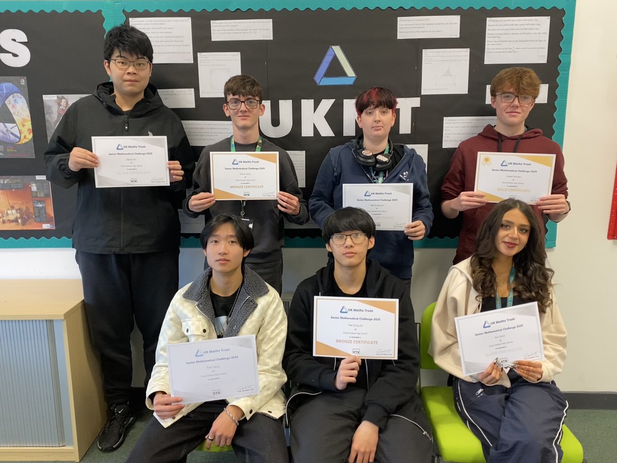 🧮 Brilliant effort from our Y12 &amp; Y13 mathematicians in this year’s UKMT Senior Maths Challenge — the toughest since 2002! 🔥

We’re so proud of all their achievements, especially Joe &amp; Doris who’ve qualified for the Senior Kangaroo on 19 Nov! 🌟

#GSHSMaths #MathsChallenge