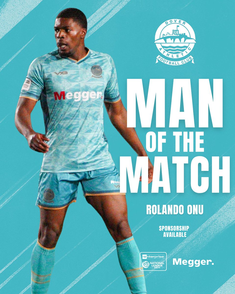 DoverAthletic's tweet image. 🥇 𝗠𝗢𝗧𝗠

Making an impact off the bench 🫡

Dover’s Man of the Match in our draw against Horsham is goalscorer Rolando Onu 👏

#DAFC | ⚪⚫️
