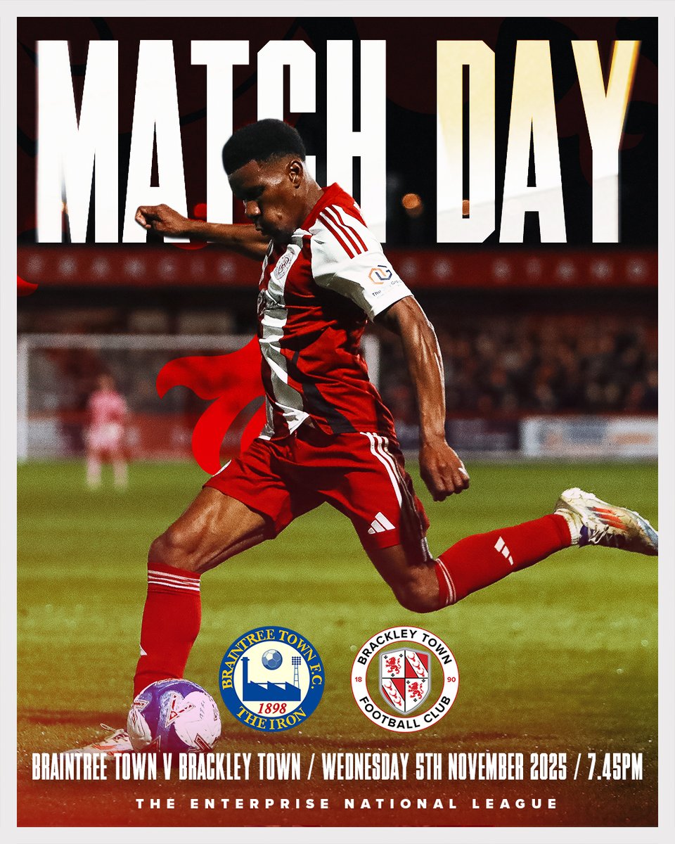 MATCHDAY! ⚽

The Saints are back in @theenterprise_nl action tonight, away at @braintreetownfcofficial 

📅 Tonight – Wed 5th Nov
🕢 Kick-off 7.45pm
📍 The Rare Breed Meat Co. Stadium, CM7 3DE
🎟️ shorturl.at/8LqGM

Safe travels to all Saints fans making the trip! 👊