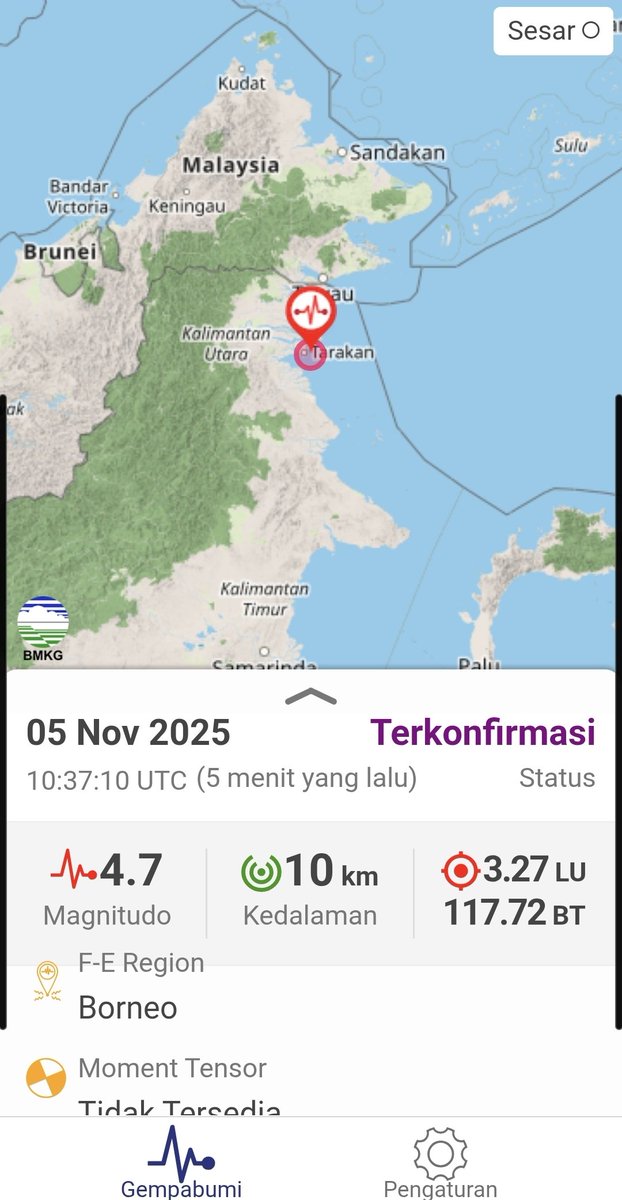 infomitigasi's tweet image. #Gempa skala 4.7 
Kedalaman 10Km
#Tarakan #Kalimantan