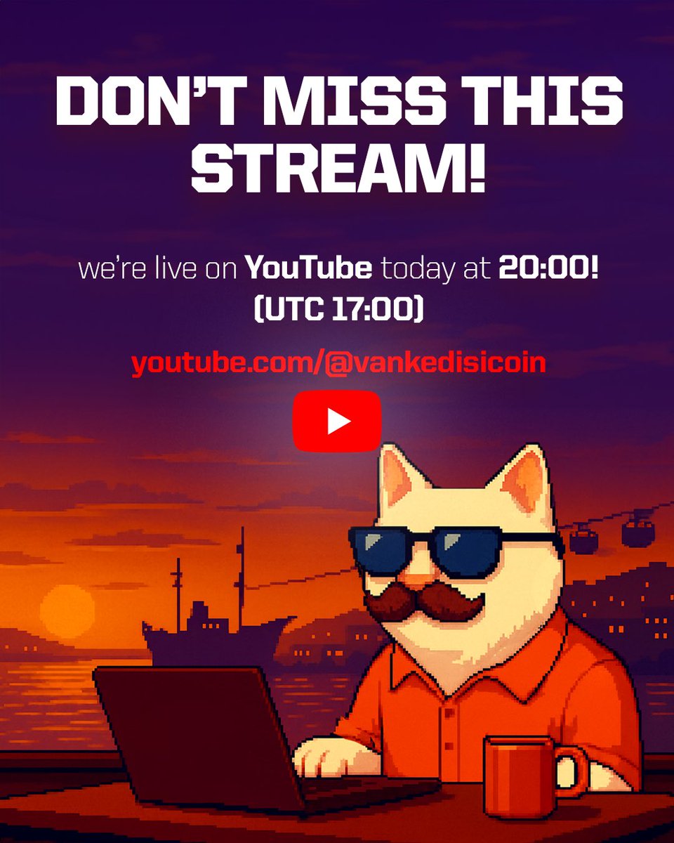 vankedisicoin's tweet image. DON’T MISS THIS STREAM!

we’re live on YouTube today at 20:00!
(UTC 17:00)
youtube.com/@vankedisicoin