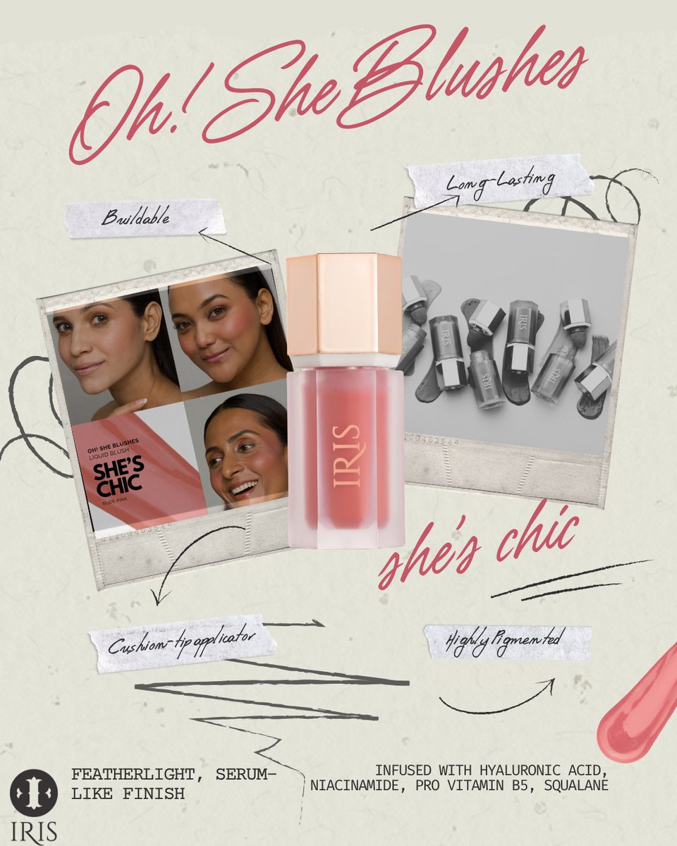 iriscosmetics_'s tweet photo. Build it. Blend it. Blush it. 💫
Oh! She Blushes by IRIS — your serum-like tint that lasts all day (and all compliments). 😉
#IRISBeauty #MakeupLover #SheBlushes https://t.co/wCIbveavlO