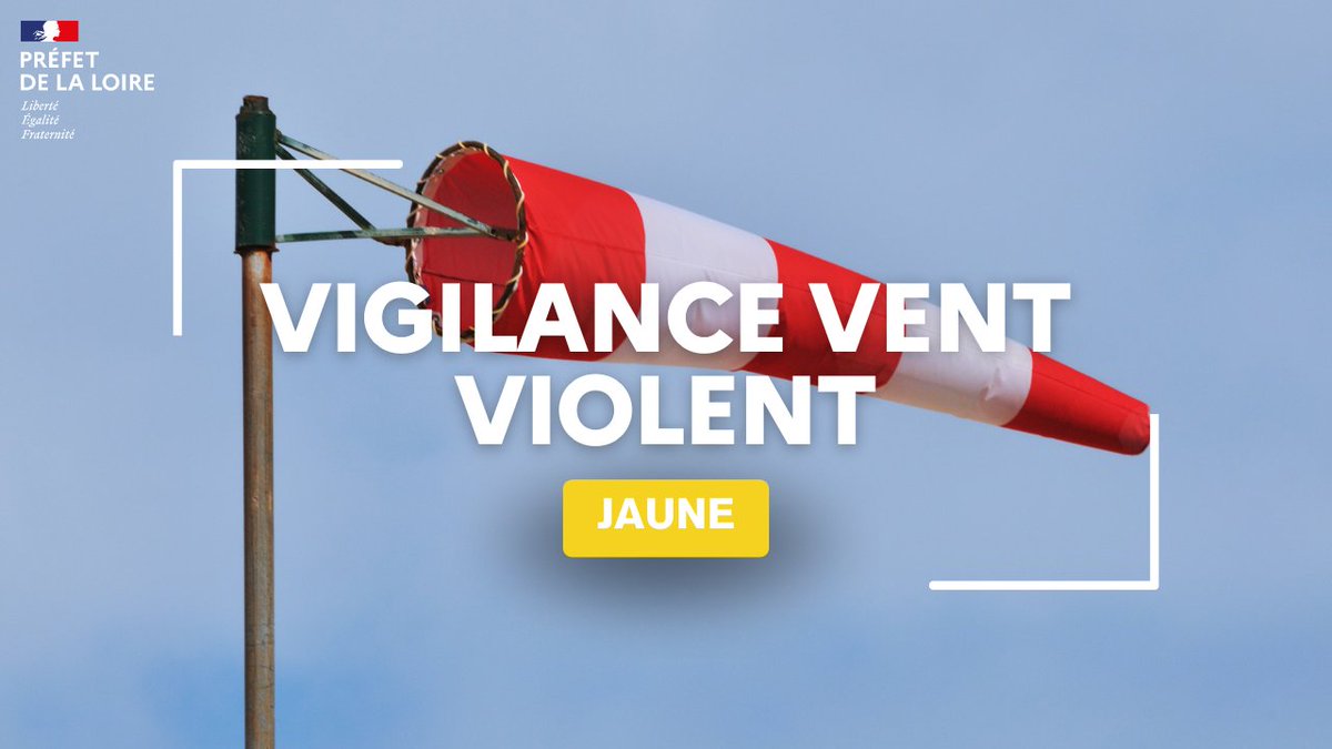 ⚠️Le <a href="/Dep_Loire42/">Département de la Loire</a> sera en vigilance jaune #vent ce mercredi 5 novembre 2025 à partir 16 heures.

🌬️ Vent fort sur les reliefs, avec des rafales pouvant atteindre 90 km/h sur le Pilat et les monts du Forez.