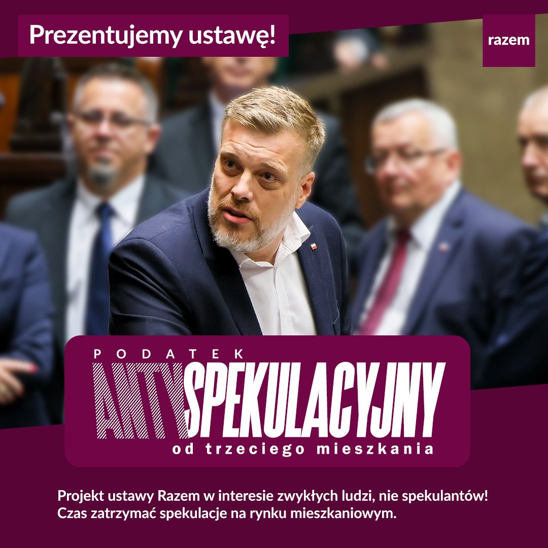 ‼️Prezentujemy projekt ustawy w interesie ludzi, nie spekulantów - podatek antyspekulacyjny od trzeciego i kolejnego mieszkania. Spekulacja na rynku mieszkaniowym to główny powód wzrostu cen mieszkań. Czas na uregulowanie tej kwestii!