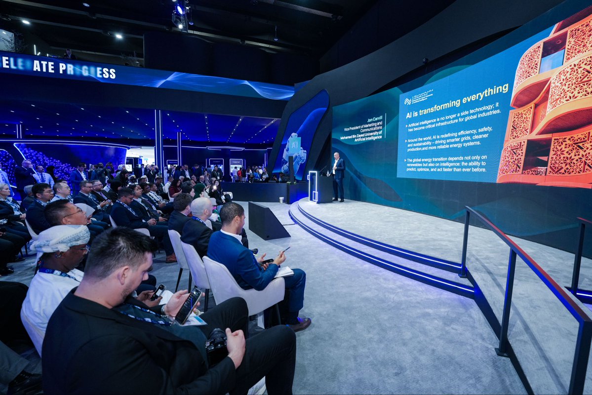 mbzuai's tweet image. Jon Carvill, VP for Marketing and Communications on the Frontier stage of #ADIPEC2025 :
 &apos;AI is transforming everything, it has become critical infrastructure for global industries. From Abu Dhabi, MBZUAI is a flywheel driving AI innovation, through impactful collaboration we’re…