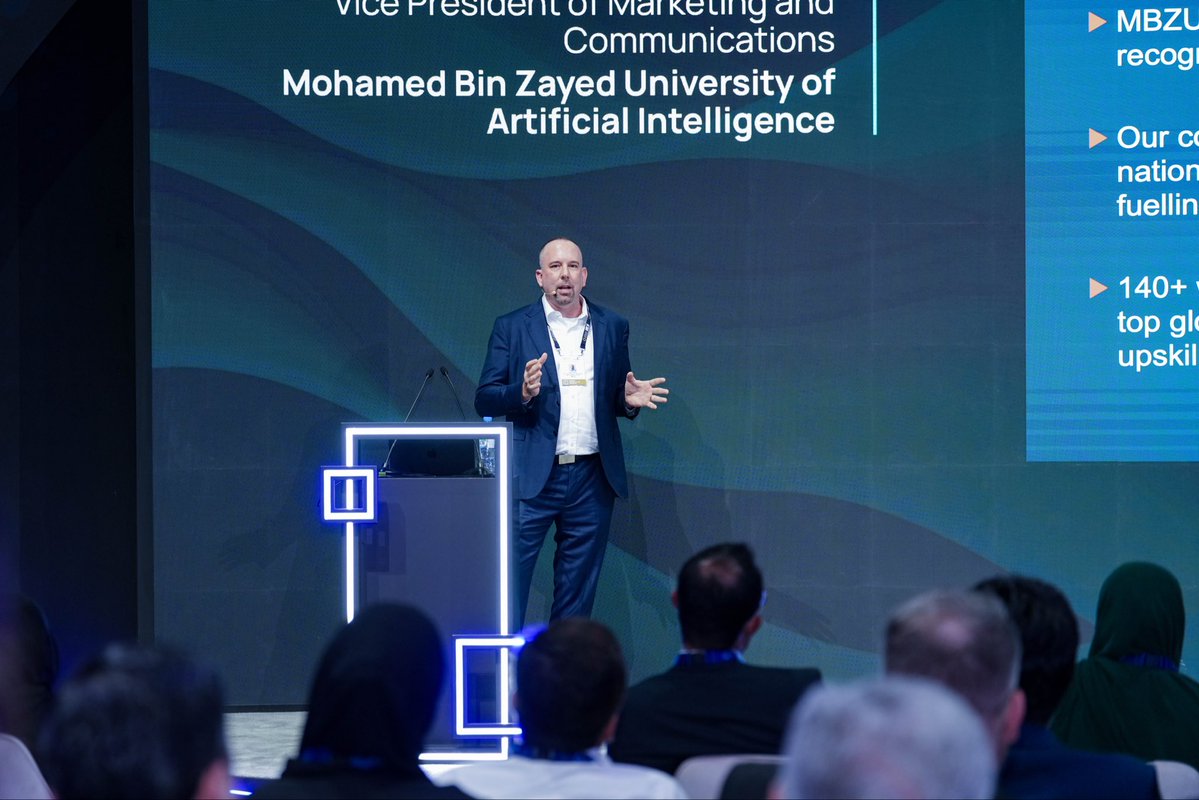 mbzuai's tweet image. Jon Carvill, VP for Marketing and Communications on the Frontier stage of #ADIPEC2025 :
 &apos;AI is transforming everything, it has become critical infrastructure for global industries. From Abu Dhabi, MBZUAI is a flywheel driving AI innovation, through impactful collaboration we’re…