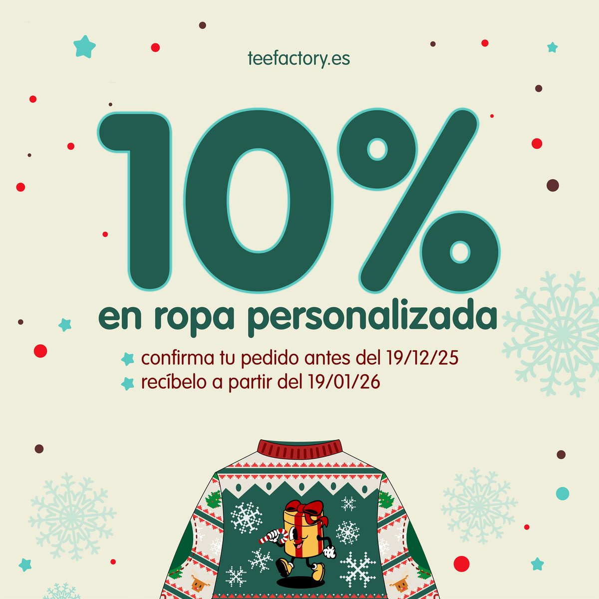 teefactorycom's tweet image. 🎁 10% off custom clothing 🎁

Confirm your order before 19/12/25 with Teefactory and enjoy this special Christmas discount!
