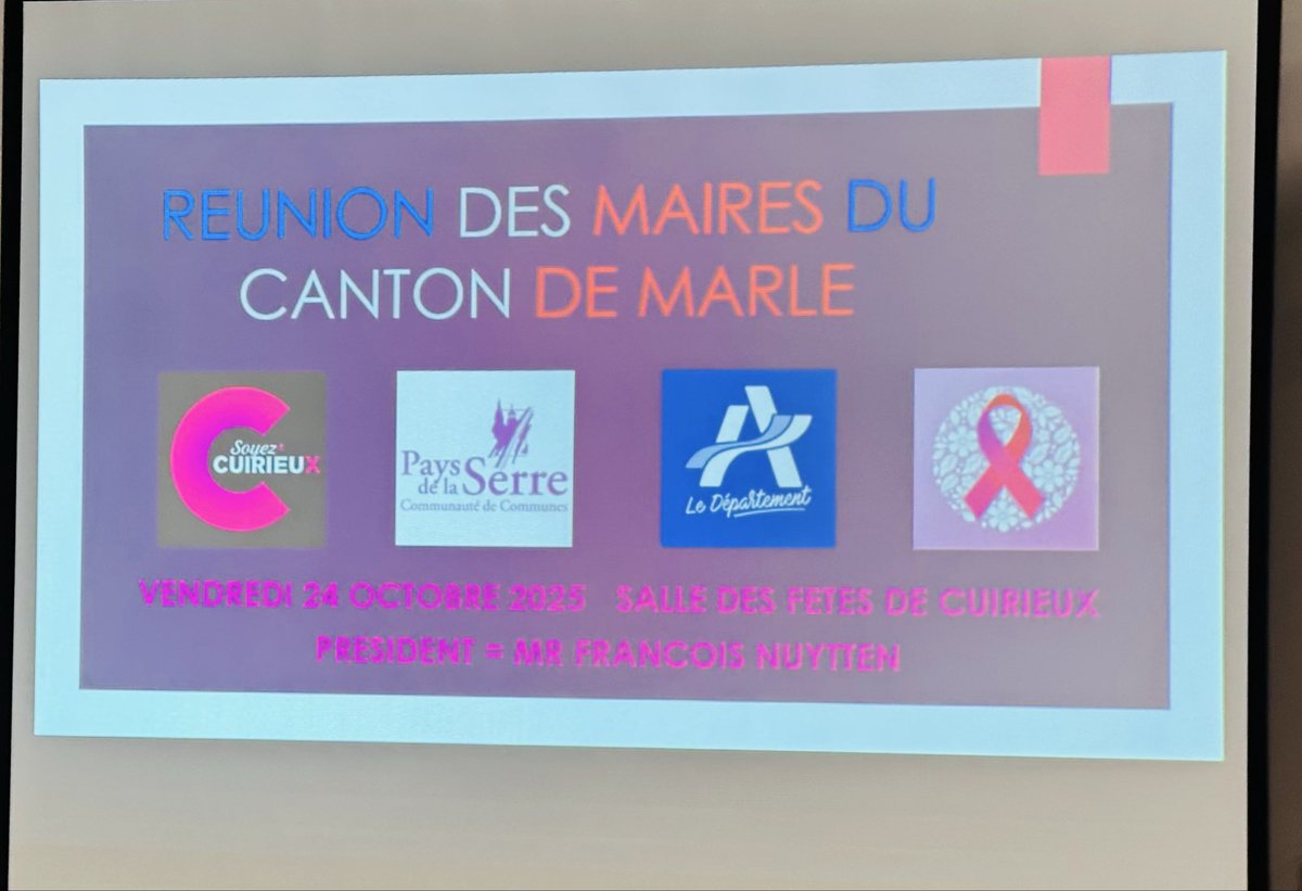 En tant que vice-présidente du Conseil départemental et conseillère régionale,j’ai eu le plaisir de participer à la réunion des maires du canton de Marle Des présentations riches,au cœur des besoins des élus locaux,avec de nombreux échanges constructifs et questions passionnantes