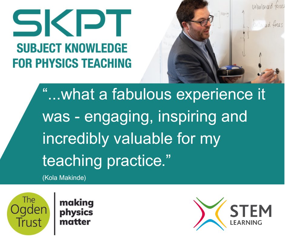 Starting this month: SKPT residential 🗓️
📢Late availability

Fully funded CPD for teachers teaching KS3/4 physics out of field 
💡electricity 🧲forces🔋energy

👉 4 full days in-person at STEM Learning, York 
+ online study; school subsidy on completion

loom.ly/IdzO15g