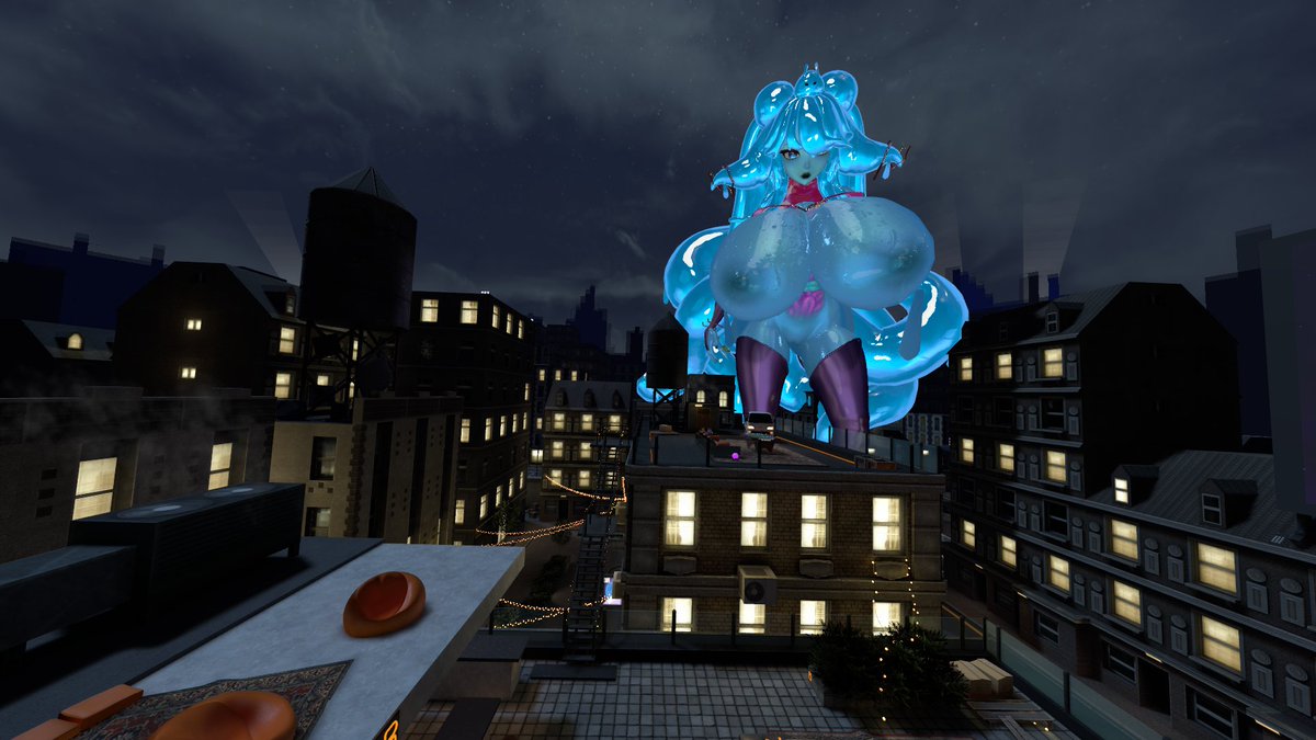 Giantess slime  in the city