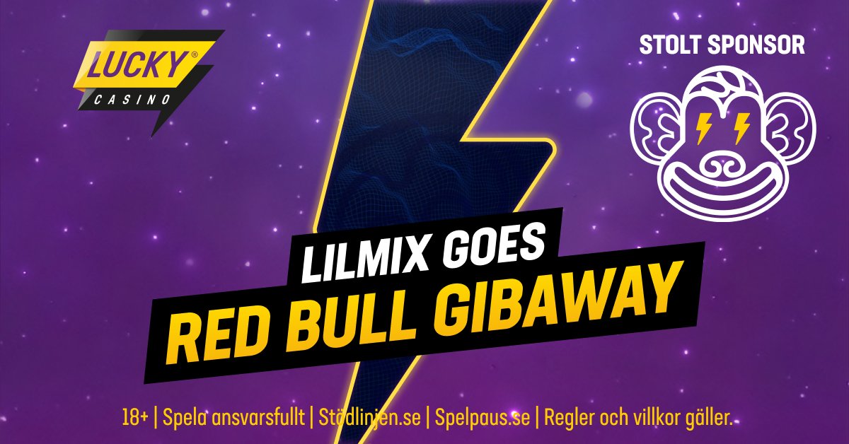 Luckycasinose's tweet image. 💥 @Lilmixgg  tar sikte på Åre och Red Bull GIBAWAY!
Lucky Casino är stolt sponsor och redo att se laget gå all in. 🟡💜 #lilfam
#Lilmix #LuckyCasino #RedBullGIBAWAY #CS2