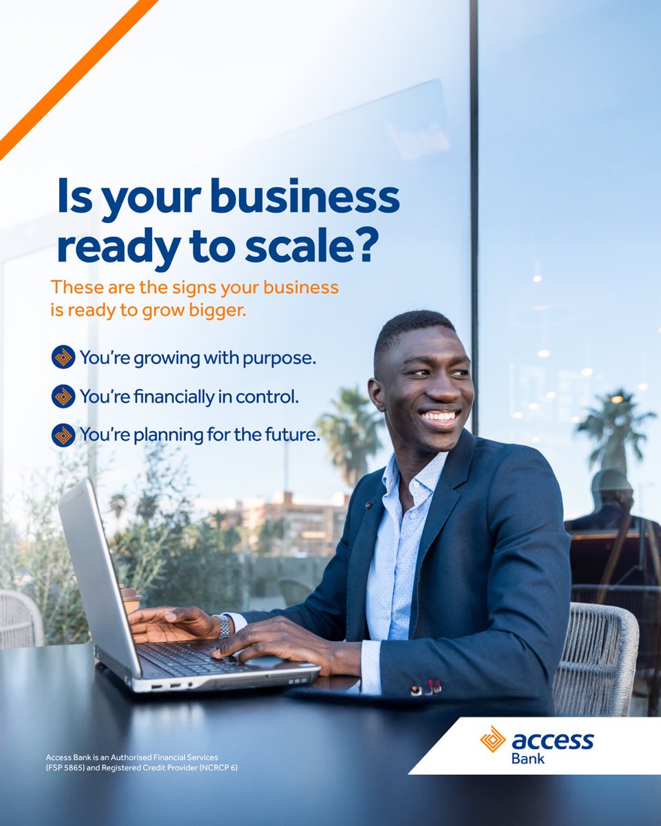 Scaling isn’t just about growing bigger, it’s about growing smarter.
When your business has direction, financial control, and a plan for the future, you’re ready to take the next step.

Access Bank gives you the tools, insights, and financial solutions to make your growth journey