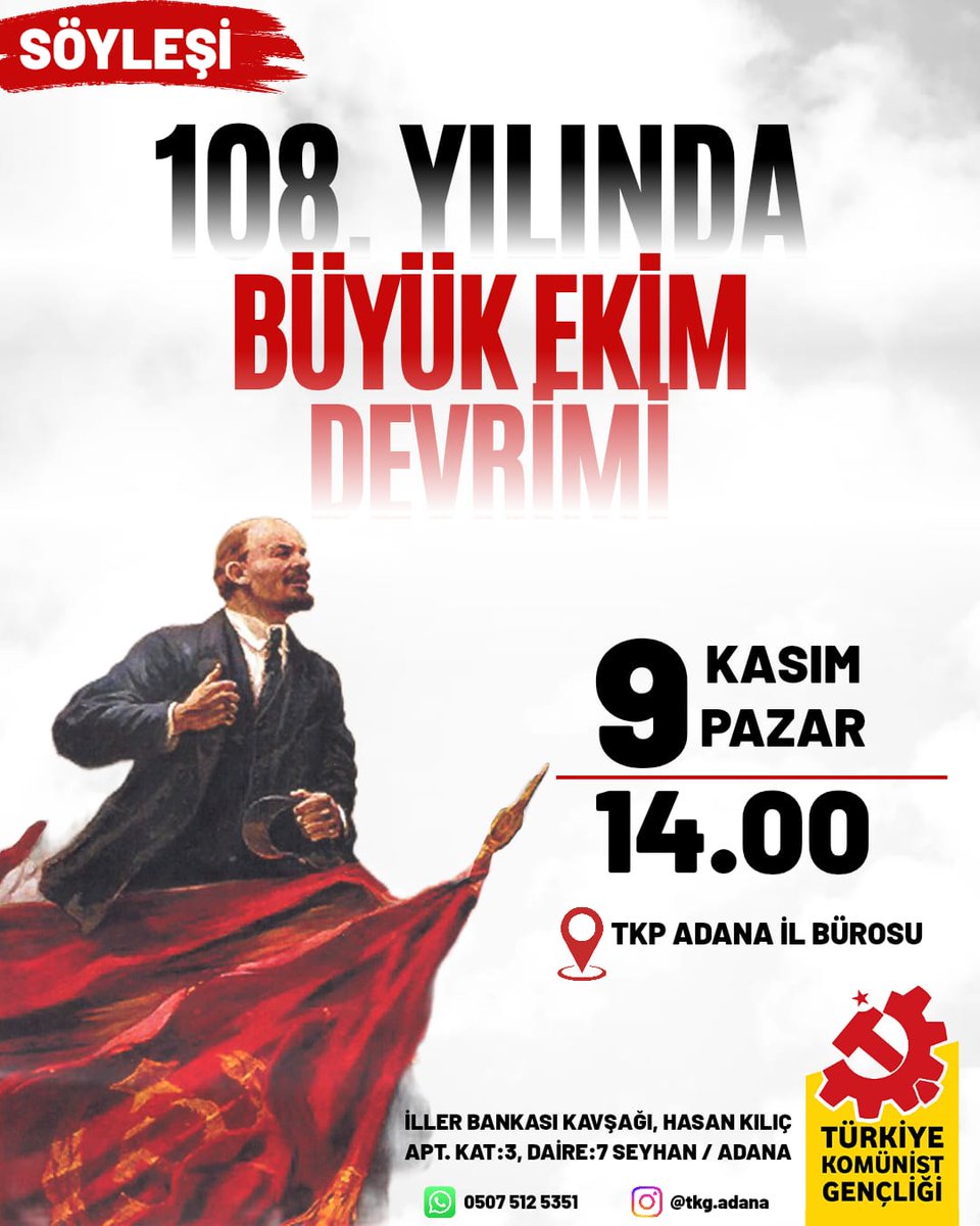 Büyük Ekim Devrim'inin 108. Yılında söyleşide bir araya geliyoruz. Tüm dostlarımızı bekleriz.
#ekom #tkp #devrim