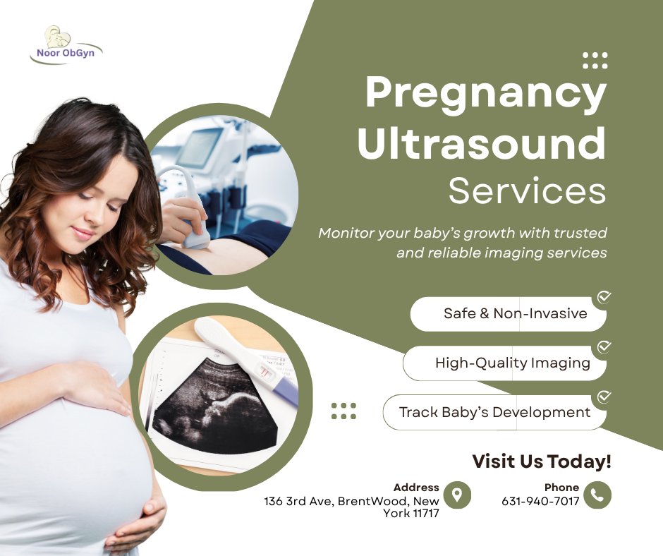 noorobgyn's tweet image. Monitor your baby&apos;s growth with confidence! 🤰 Noor ObGyn provides safe, high-quality Pregnancy Ultrasound Services. Track every milestone with us! Visit Us Today! 📞 631-940-7017 | 📍 136 3rd Ave, Brentwood, NY
#PregnancyGuide #MotherhoodJourney #NoorObGyn #HealthyPregnancy