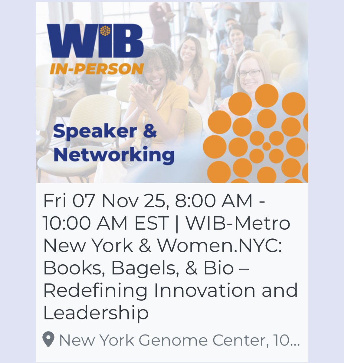 Come a join me in NYC <a href="/WomenInBio_NY/">WomenInBio-Metro NY</a> on Friday morning for BOOKS, BAGELS and BIO as I recap my journey in biotech and lessons that are germane to all women in BIO. #Biotechnology #Pharma #Science