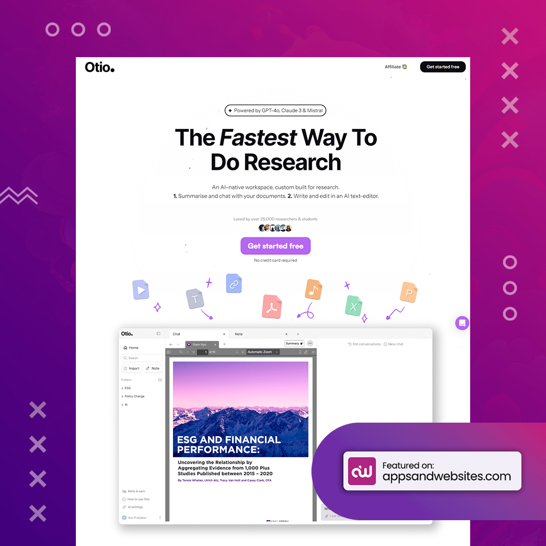 AppsandWebsites's tweet image. Want to learn faster and work smarter? Meet Otio – your AI research and writing partner! Boost your productivity and work smarter not Harder with Otio! 

#Otio#AIWriting #SmartLearning #writingpartner

More awesome AI tools for you to check out: appsandwebsites.com/directory/ai-t…