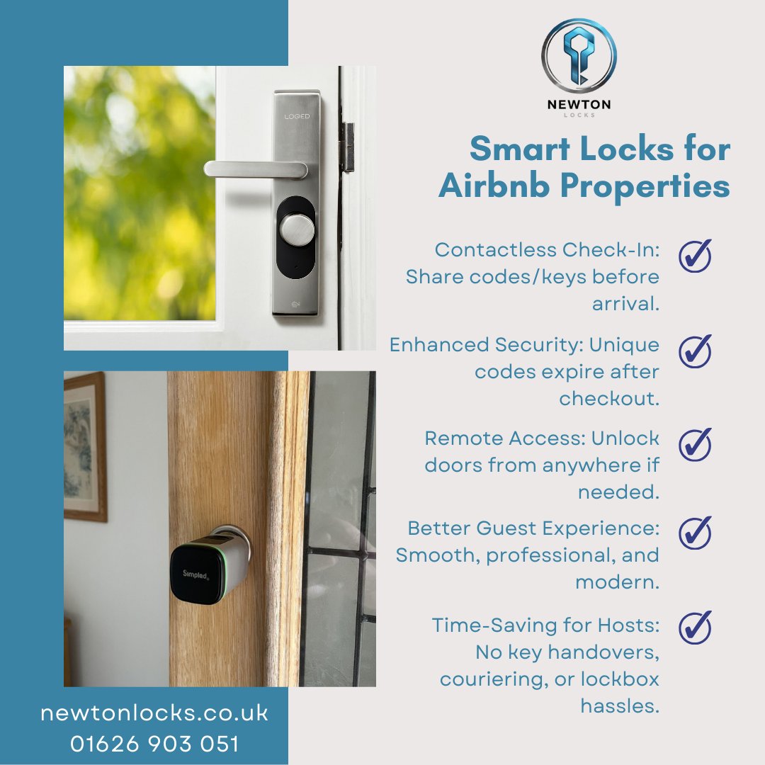 Hosting on Airbnb? 

Give your guests a 5-star experience while keeping your property secure! Let us know if you'd like to discuss better security for your property, as well as getting those even better reviews.

newtonlocks.co.uk