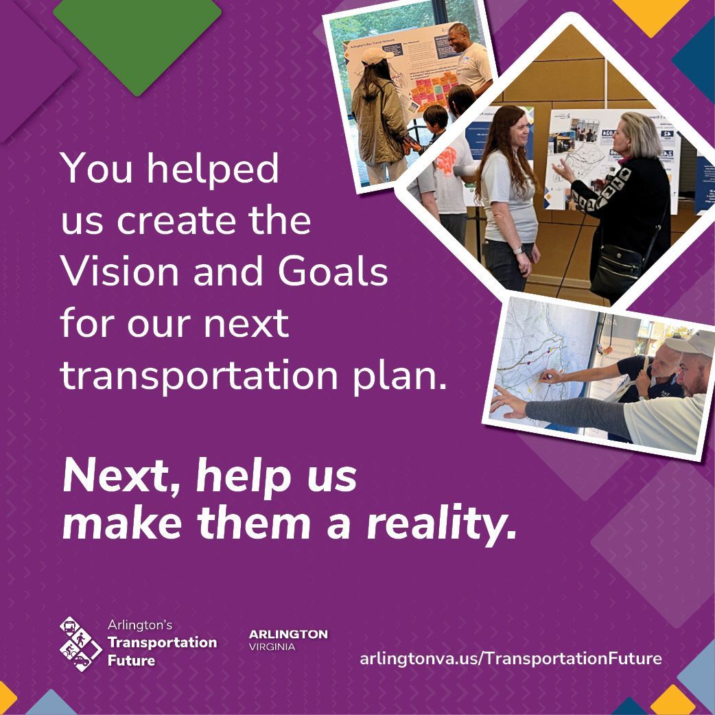 Today at the Bozman Government Center, 4-7pm: Open house to help set the direction of Arlington's Transportation Future, the big refreshed plan for the next two decades. arlingtonva.us/Government/Pro…