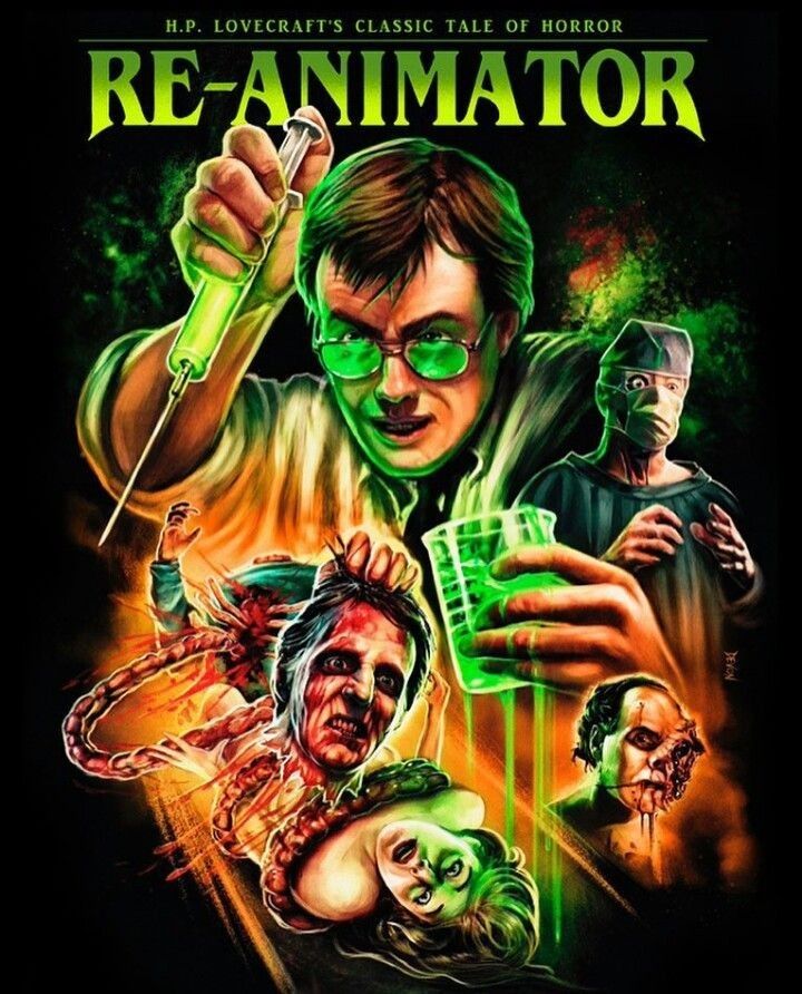 ReanimatorDB's tweet image. H.P. Lovecraft&apos;s Re-animator (1985)

(Art by Devon Whitehead)