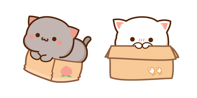 CustomCursor's tweet image. Two playful cats, #Peach and #Goma, are sitting cozily in #boxes. Together, they can fill your every movement with the same cheerful energy - the only thing you need to do is add this #MochiMochiPeachCats Peach and Goma in a Box cursor pack. #CustomCursor
custom-cursor.com/collection/moc…