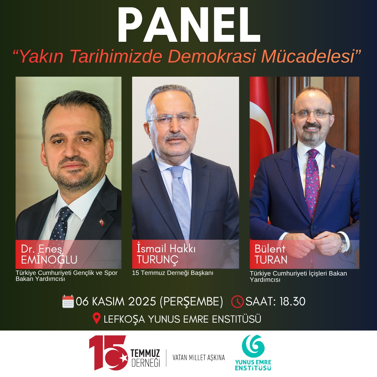 “Yakın Tarihimizde Demokrasi Mücadelesi” konulu panele davetlisiniz.

<a href="/15Temmuz_Der/">15 Temmuz Derneği</a>

#YunusEmreEnstitüsü #YunusEmreVakfı